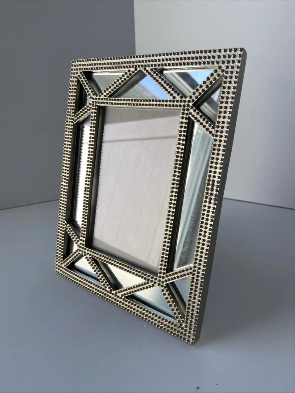 Nicole Miller Silver Beaded Mirrored Wall Frame IMPERFECT